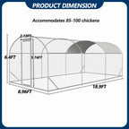 9×19×6.5 ft Metal Chicken Coop Run(3-Unit Dome Roof Coop)