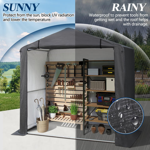 COVERONICS 5' x 3' Outdoor Storage Shelter Shed- Heavy Duty Storage Tent with Roll-up Ventilated Door and Sloping Roof, Portable Storage Tool Shed for Backyard Garden Patio, Gray