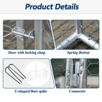 9×19×6.4 ft Metal Chicken Coop Run (3-Unit Spire Roof Coop)