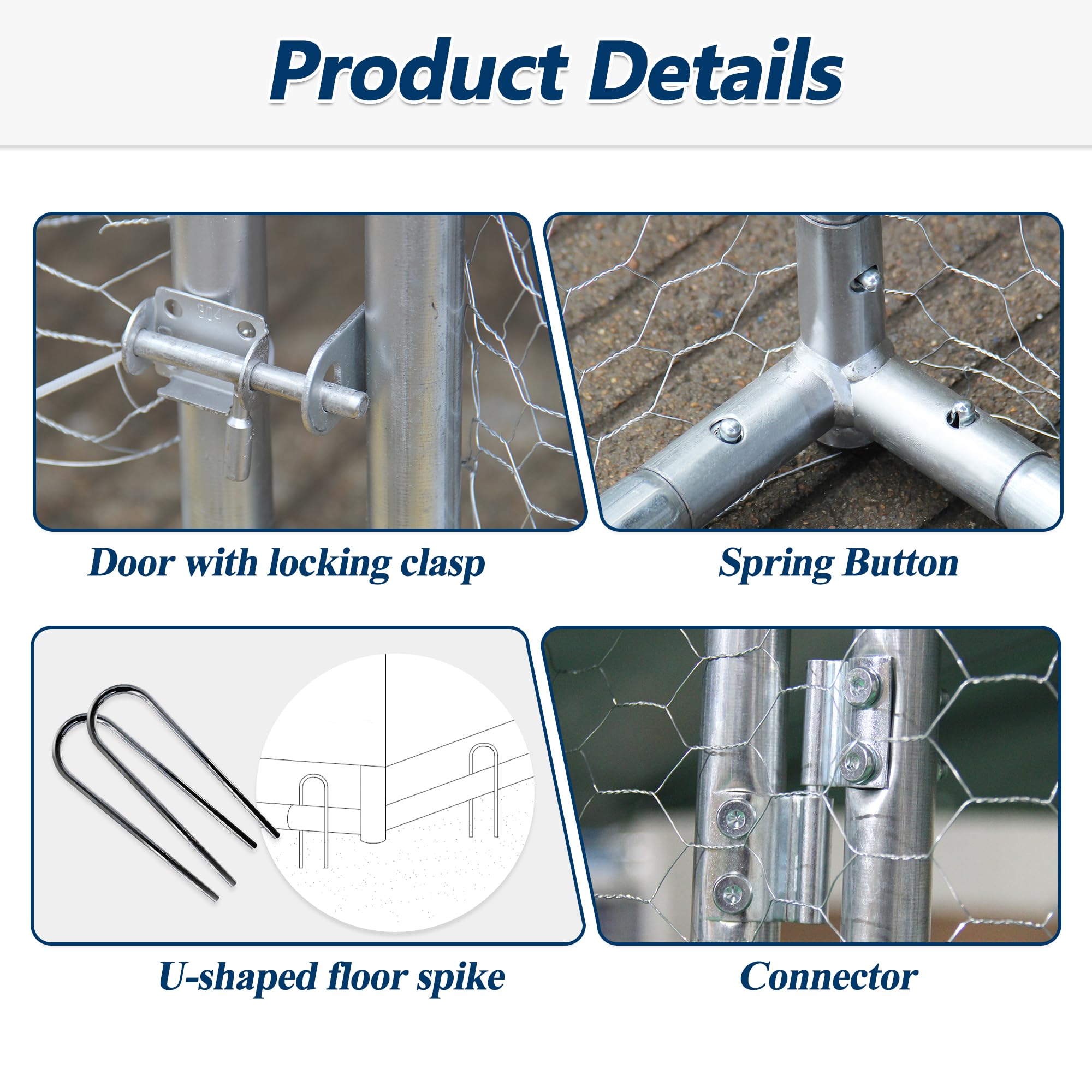9×19×6.4 ft Metal Chicken Coop Run (3-Unit Spire Roof Coop)