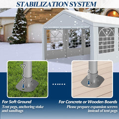 COVERONICS Outdoor Canopy Party Tent, 10'X30' Patio Party Tent with Rollable Sides and 4 Sandbags, Heavy Duty Steel Frame Carport Gazebo Event Tent Perfect for Wedding, Birthday Party, Outdoor Event