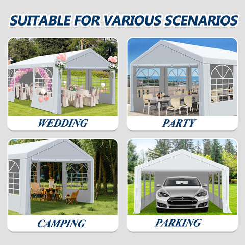 COVERONICS Outdoor Canopy - 13'X20' Patio Tent with Rollable Sides and 4 Sandbags, Heavy Duty Steel Frame Carport Gazebo Event Tent Perfect for Wedding, Birthday Party, Outdoor Event