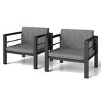2-Piece Aluminum Armchair Set with Waterproof Cushions, All-Weather Patio Conversation Chairs