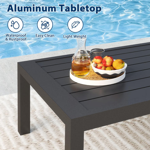 COVERONICS Outdoor 2 Pieces Aluminum Frame Furniture Set - Patio Modern Conversation Sofa Set Garden Furniture Set with Loveseat Coffee Table Balcony Backyard Poolside Gray
