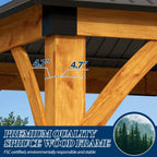 12×20 ft Spruce Wood Hardtop Gazebo with Double Roof