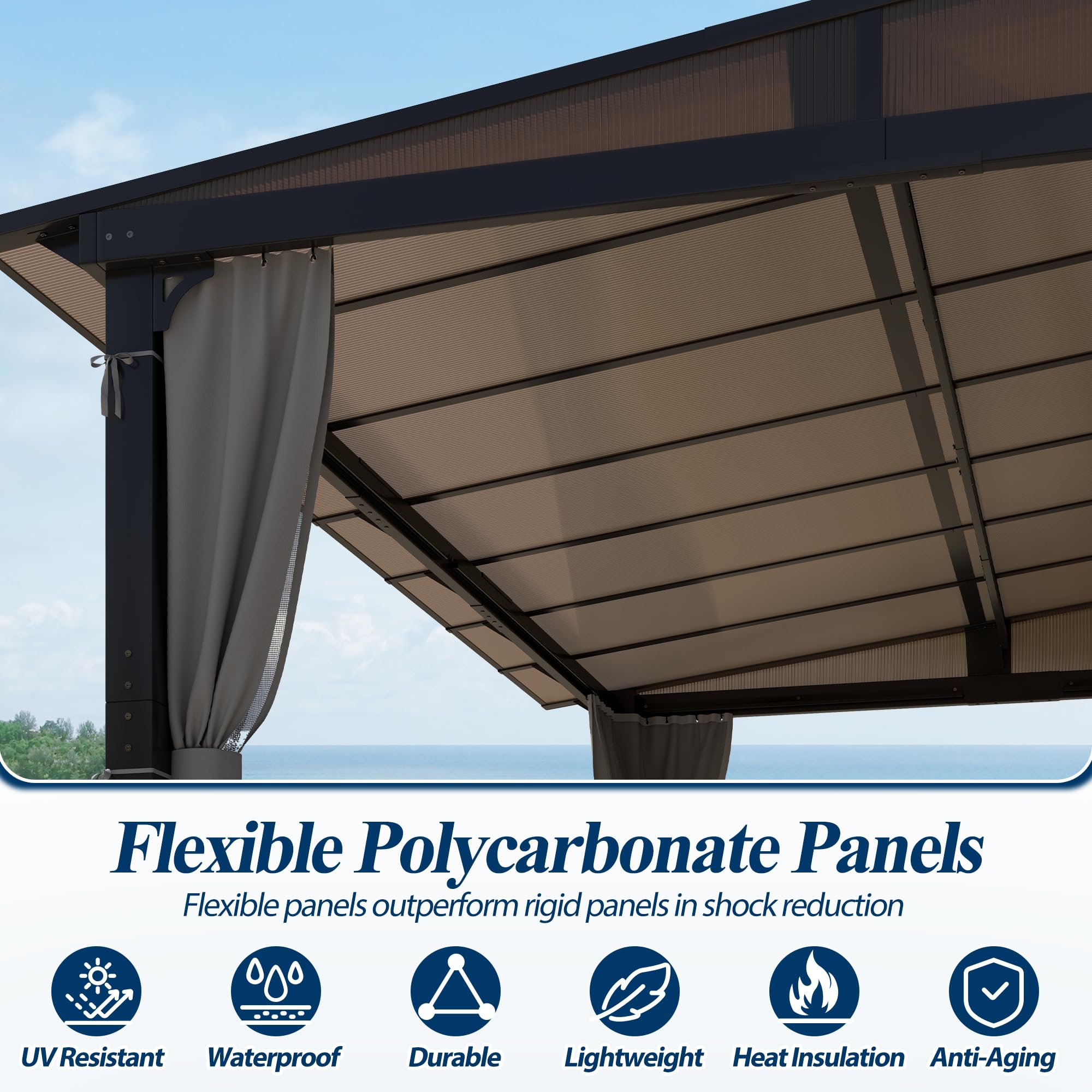 10×13 ft Wall-Mounted Polycarbonate Lean-to Gazebo