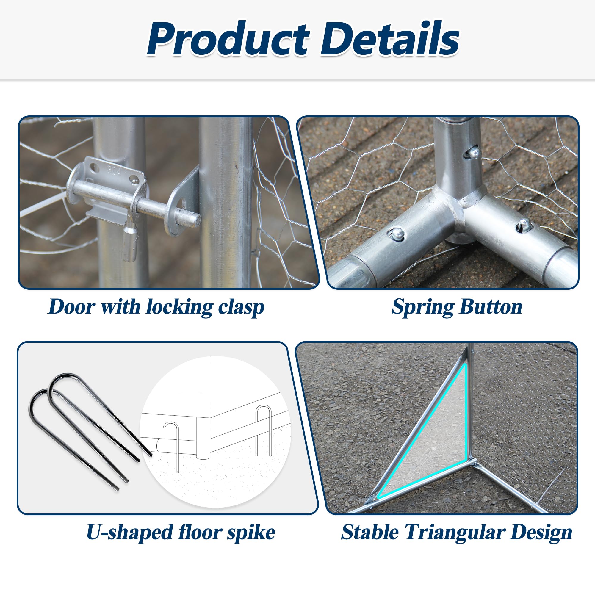 9×19×6.5 ft Metal Chicken Coop Run(3-Unit Dome Roof Coop)