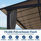 12×20 ft Wall-Mounted Polycarbonate Lean-to Gazebo