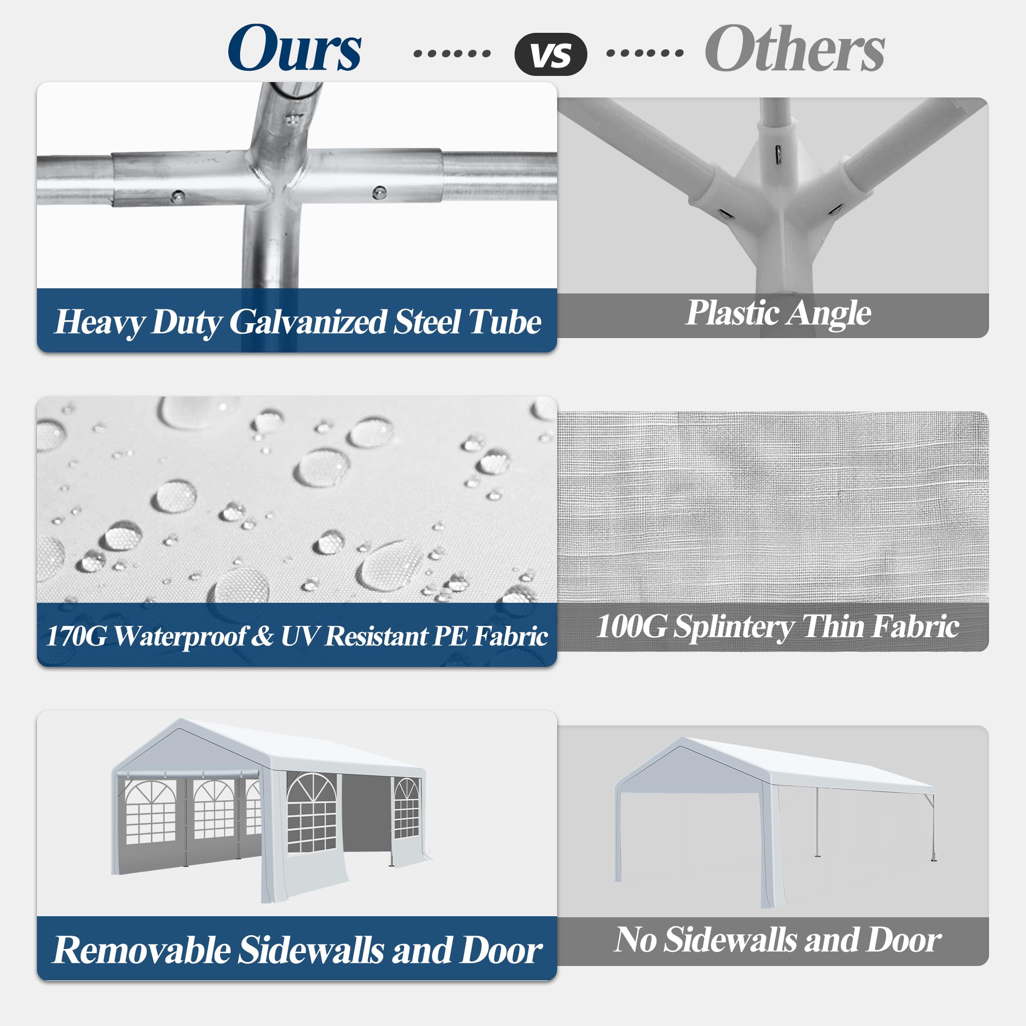 COVERONICS Outdoor Canopy - 13'X20' Patio Tent with Rollable Sides and 4 Sandbags, Heavy Duty Steel Frame Carport Gazebo Event Tent Perfect for Wedding, Birthday Party, Outdoor Event