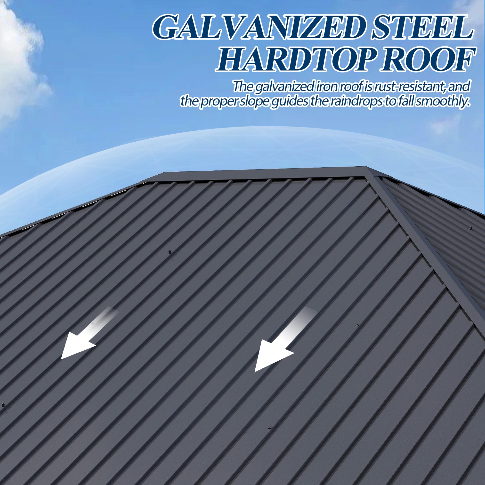 13×15 ft Spruce Wood Hardtop Gazebo with Galvanized Steel Roof for Backyard