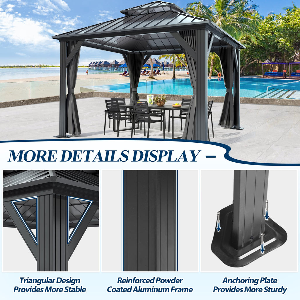 12×12 ft Aluminum Hardtop Gazebo