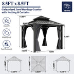 8.5×8.5 ft All-Steel Hardtop Gazebo