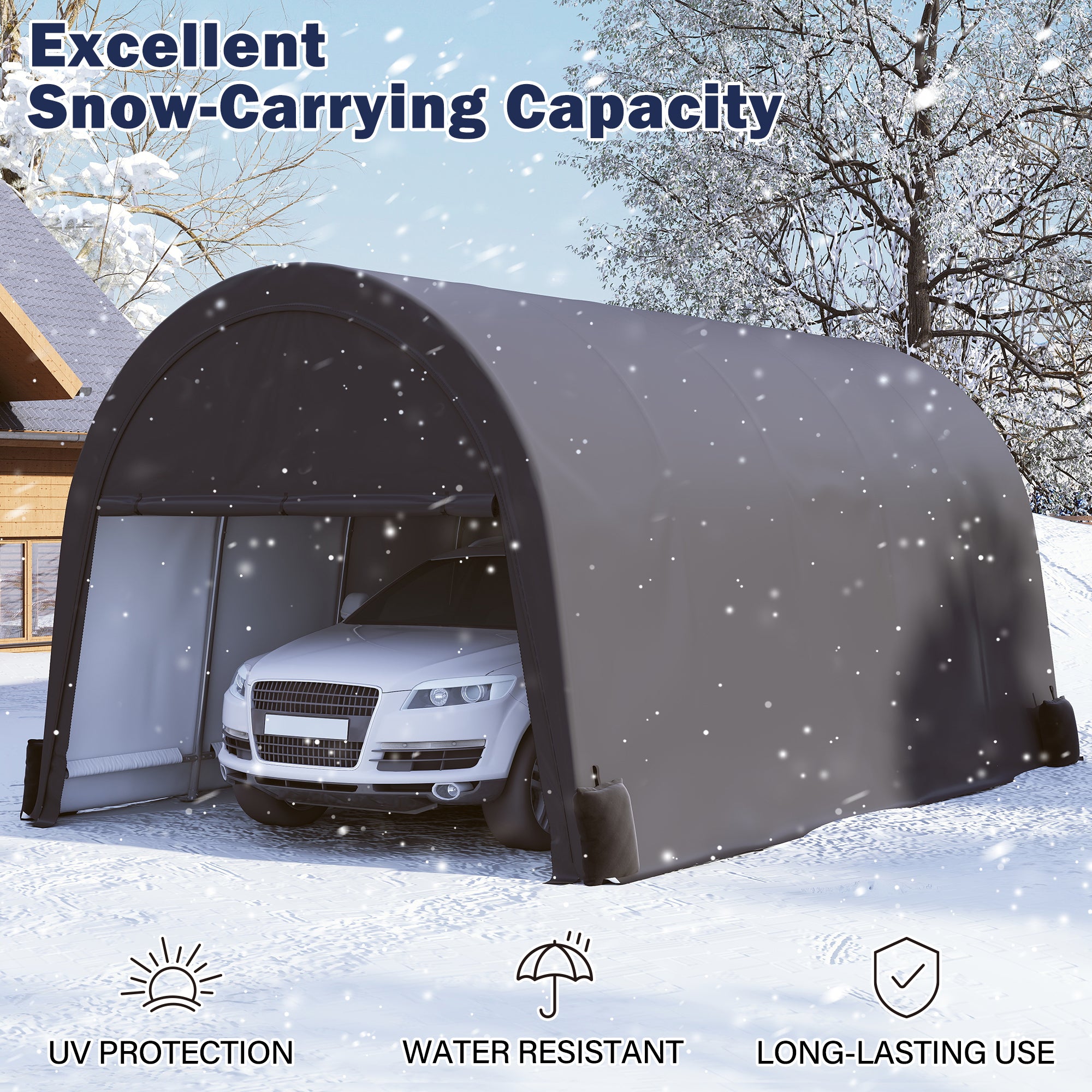 12×20 ft Dome Heavy Duty Steel Carport