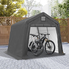 COVERONICS 10' x 10' Outdoor Storage Shed - Heavy Duty Portable Shelter Carport with Ventilation Windows and Roll-up Doors, Storage Shelter Tent for Motorcycle, Bike, Lawnmower and Garden Tools, Grey
