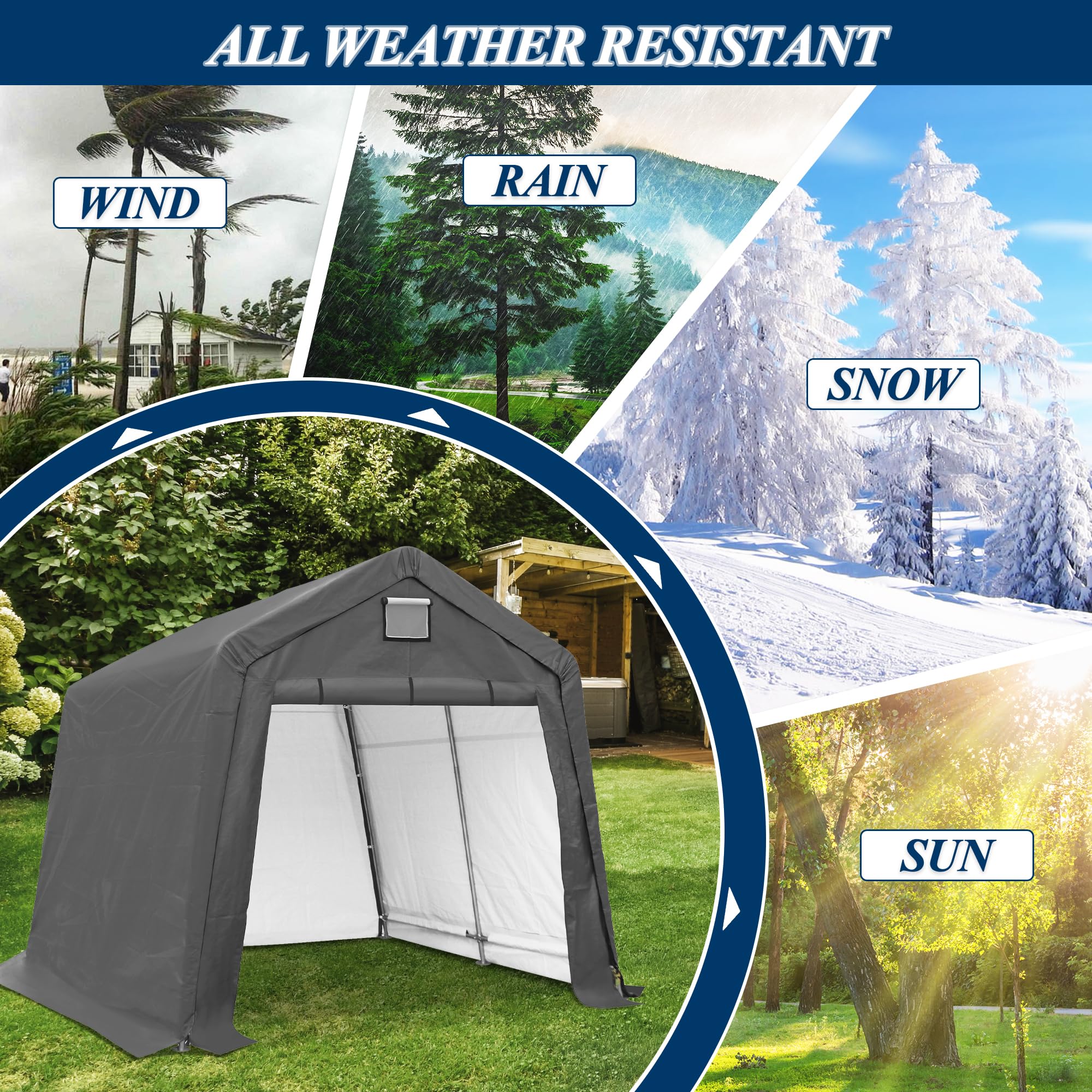 10×10 ft Heavy-Duty Outdoor Storage Shed with Steel Frame & Roll-Up Doors