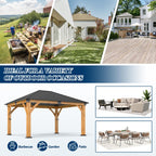 13×15 ft Spruce Wood Hardtop Gazebo with single Roof