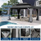 12×16 ft Wood Hardtop Gazebo