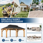 12×20 ft Spruce Wood Hardtop Gazebo with Double Roof