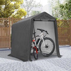 COVERONICS 6' x 7' Outdoor Storage Shed - Heavy Duty Portable Shelter Carport with Ventilation Windows and Roll-up Doors, Storage Shelter Tent for Motorcycle, Bike, Lawnmower and Garden Tools, Grey
