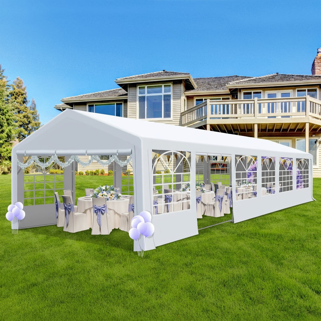 COVERONICS Outdoor Canopy - 20'X40' Patio Tent with Rollable Sides and 4 Sandbags, Heavy Duty Steel Frame Carport Gazebo Event Tent Perfect for Wedding, Birthday Party, Outdoor Event