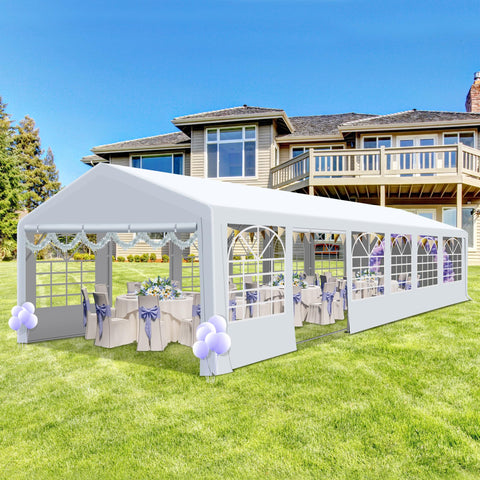 COVERONICS Outdoor Canopy - 20'X40' Patio Tent with Rollable Sides and 4 Sandbags, Heavy Duty Steel Frame Carport Gazebo Event Tent Perfect for Wedding, Birthday Party, Outdoor Event