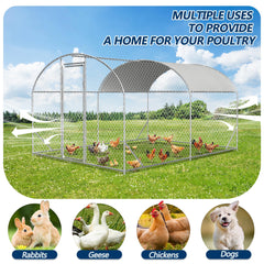 COVERONICS Metal Chicken Coop Run - Outdoor Large Chicken Coop with Waterproof Cover and Security Lock, Walk-in Poultry Pen for Outdoor Yard Farm 9x13x6.5FT (2-Unit Dome Roof Coop)