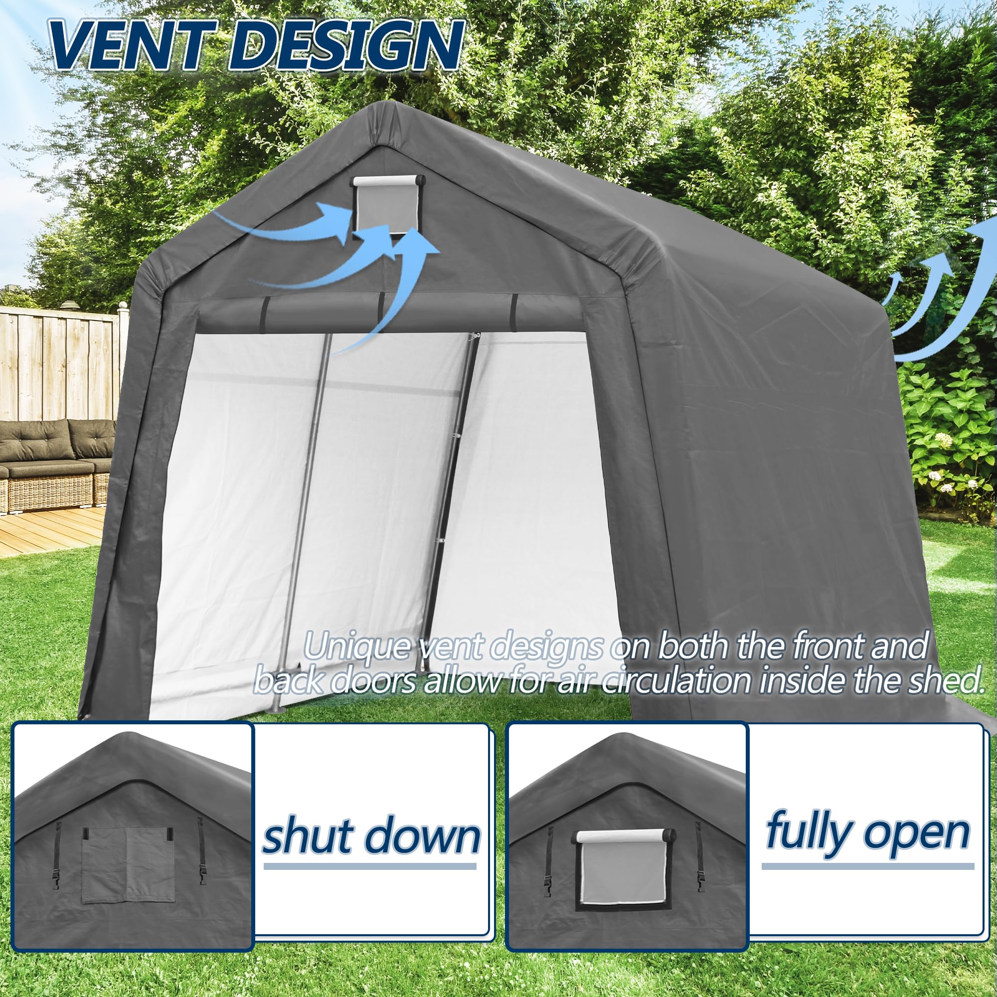 10×10 ft Heavy-Duty Outdoor Storage Shed with Steel Frame & Roll-Up Doors