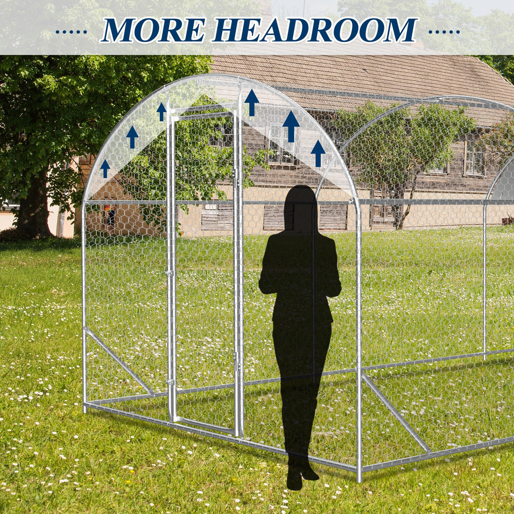 9×19×6.5 ft Metal Chicken Coop Run(3-Unit Dome Roof Coop)