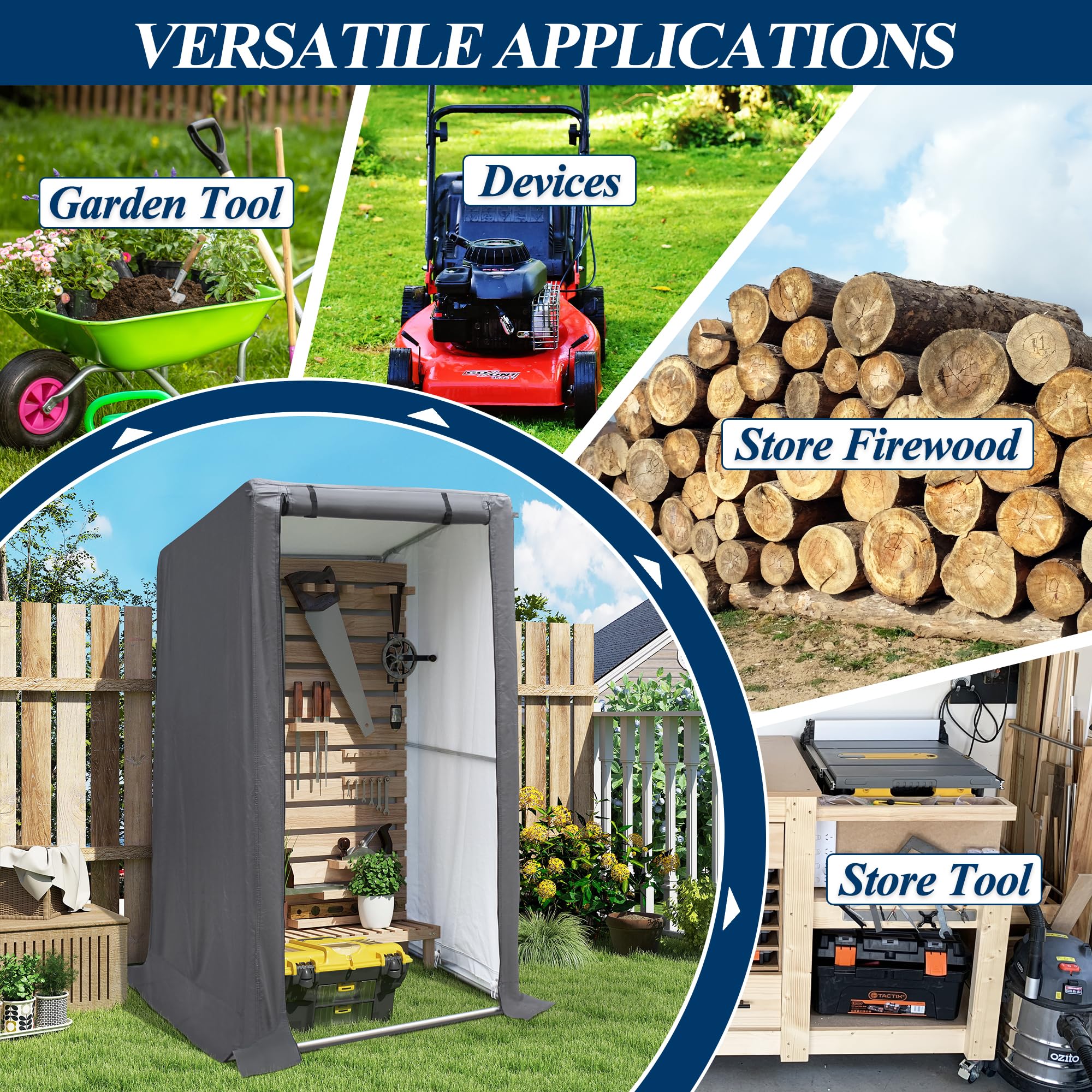 COVERONICS 3' x 3' Outdoor Storage Shelter Shed- Heavy Duty Storage Tent with Roll-up Ventilated Door and Sloping Roof, Portable Storage Tool Shed for Backyard Garden Patio, Gray
