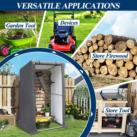 COVERONICS 3' x 3' Outdoor Storage Shelter Shed- Heavy Duty Storage Tent with Roll-up Ventilated Door and Sloping Roof, Portable Storage Tool Shed for Backyard Garden Patio, Gray