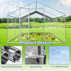 9×19×6.4 ft Metal Chicken Coop Run (3-Unit Spire Roof Coop)