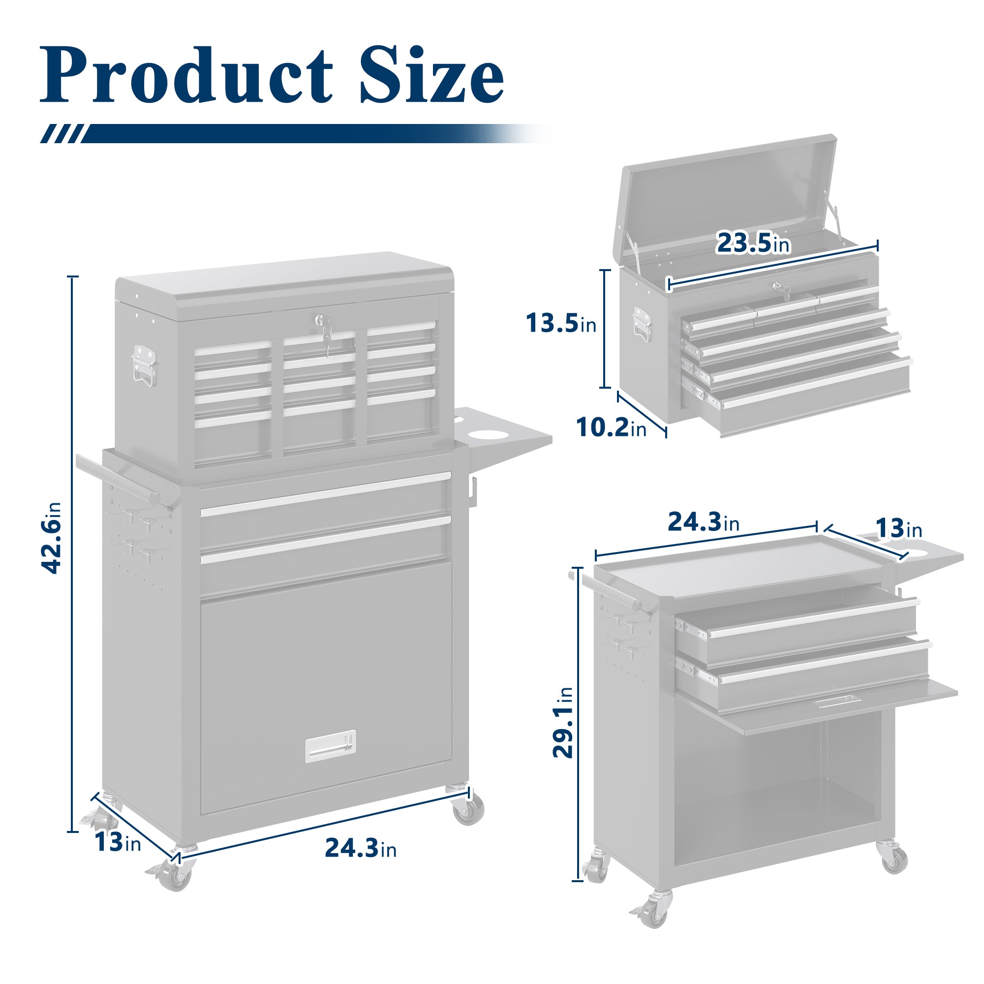 8-Drawer Heavy Duty Metal Tool Chest with Wheels & Handle, Rolling Storage Organizer