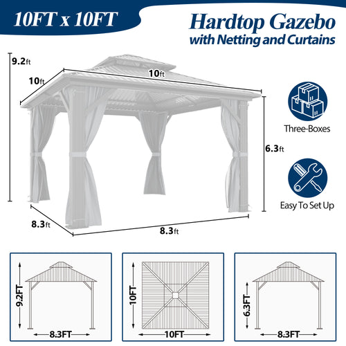 10x10 ft Aluminum Hardtop Gazebo