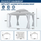10×12 ft Wood Hardtop Gazebo