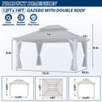 12×14 ft Wood Hardtop Gazebo