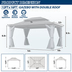 12×16 ft Wood Hardtop Gazebo