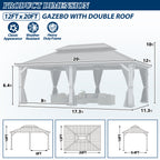 12×20 ft Wood Hardtop Gazebo