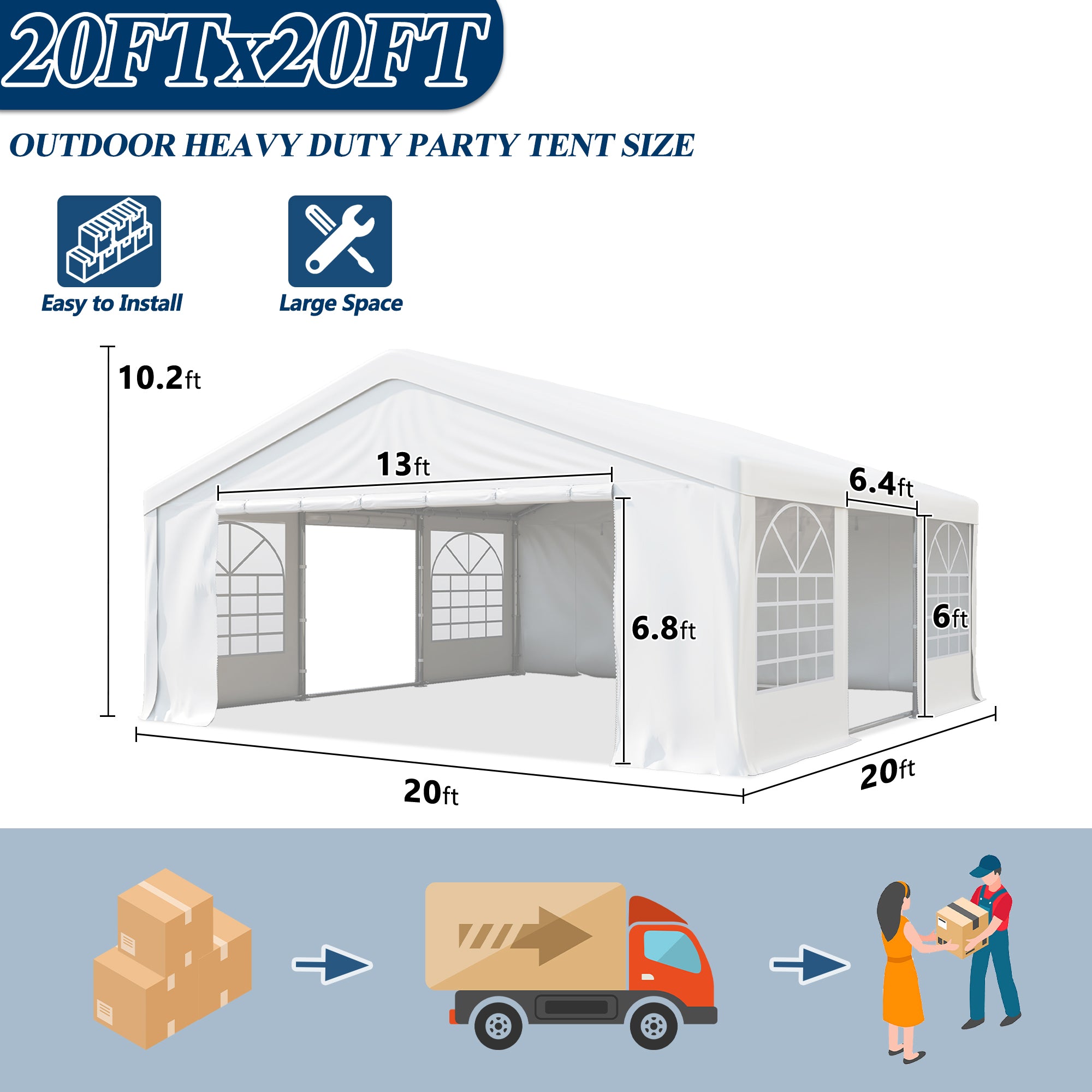 20×20 ft Heavy Duty Outdoor Party Tent