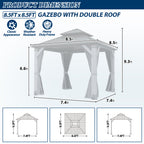 8.5×8.5 ft Wood Hardtop Gazebo