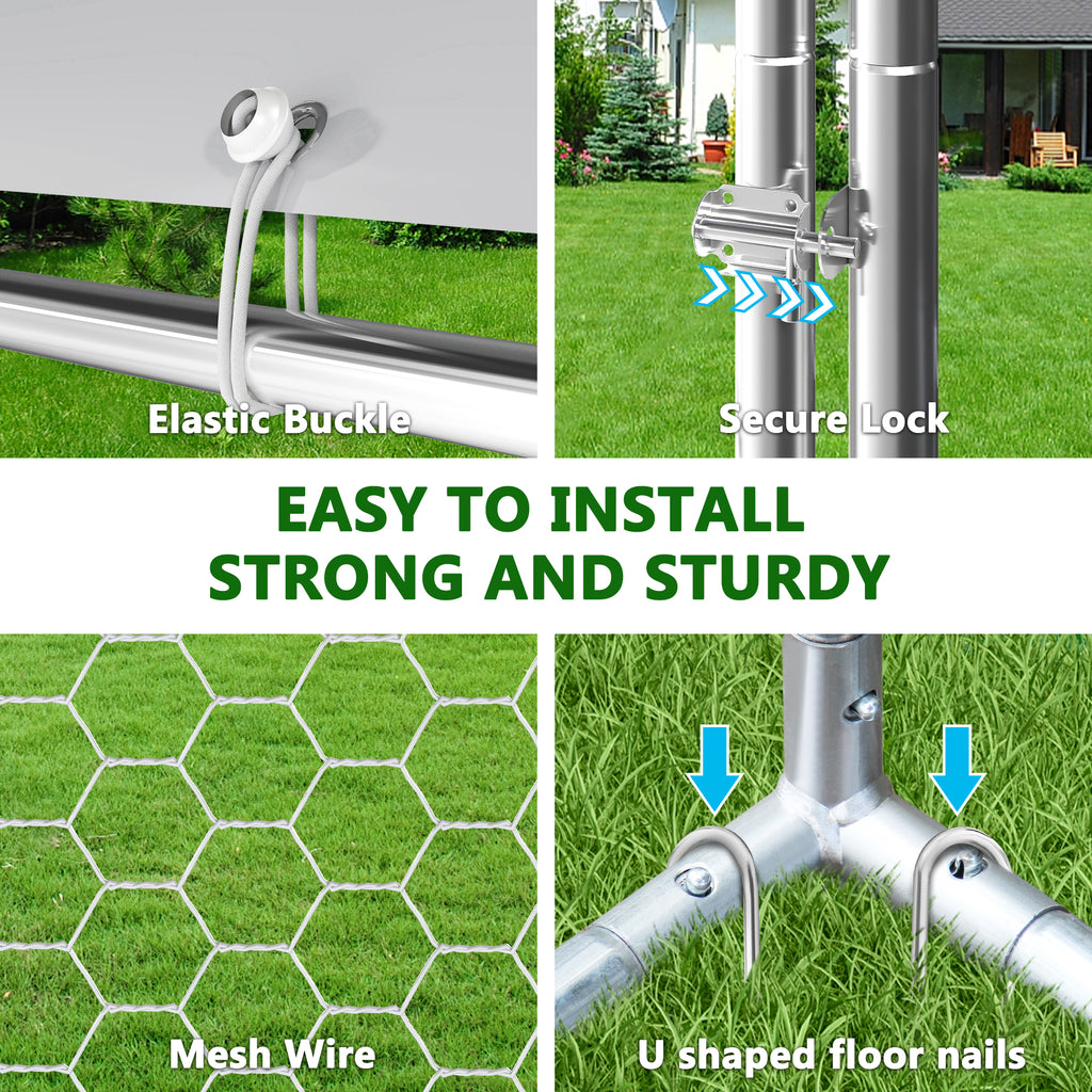 6.5×6.5×9 ft Metal Chicken Coop Run(1-Unit Dome Roof Coop)