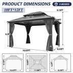 10×12 ft Aluminum Hardtop Gazebo