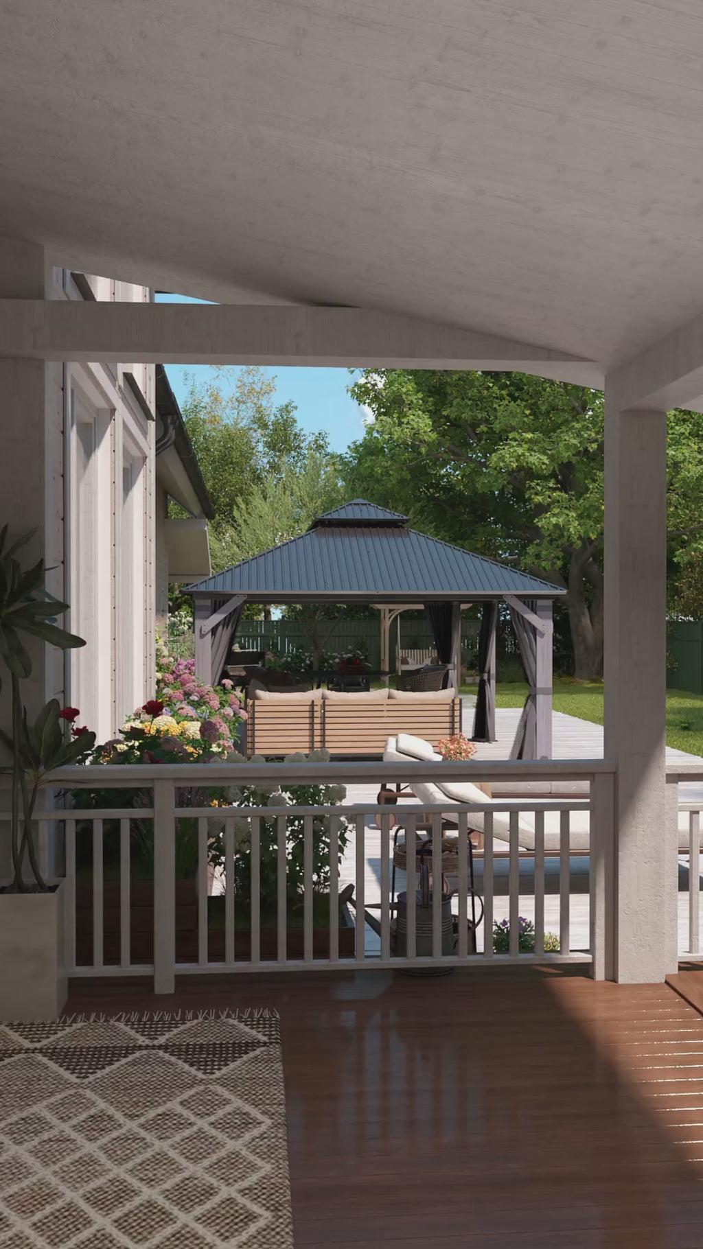 12×20 ft Wood Hardtop Gazebo