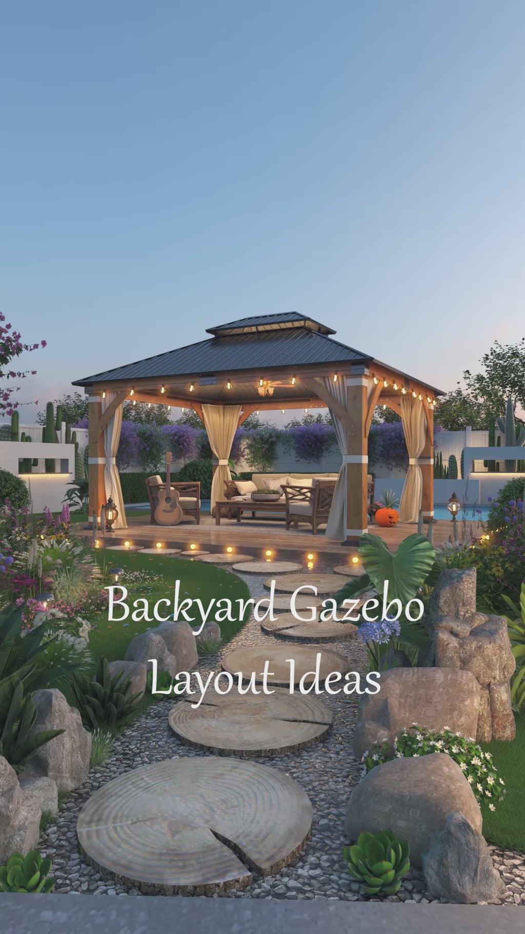 13×15 ft Spruce Wood Hardtop Gazebo with Double Roof