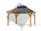 COVERONICS 11FT x 13FT Outdoor Spruce Wooden Gazebo - Patio Wood Frame Gazebo with Galvanized Steel Double Roof, Heavy-Duty Hardtop Gazebos for Garden, Poolside, Deck, Backyard