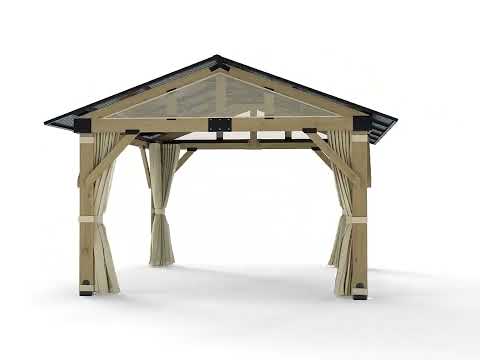 COVERONICS 13’x15’ Outdoor Hardtop Wood Gazebo - Patio Gazebo with Galvanized Steel Roof, Cedar Wooden Carport Gazebo for Garden, Porch, Patio and Deck